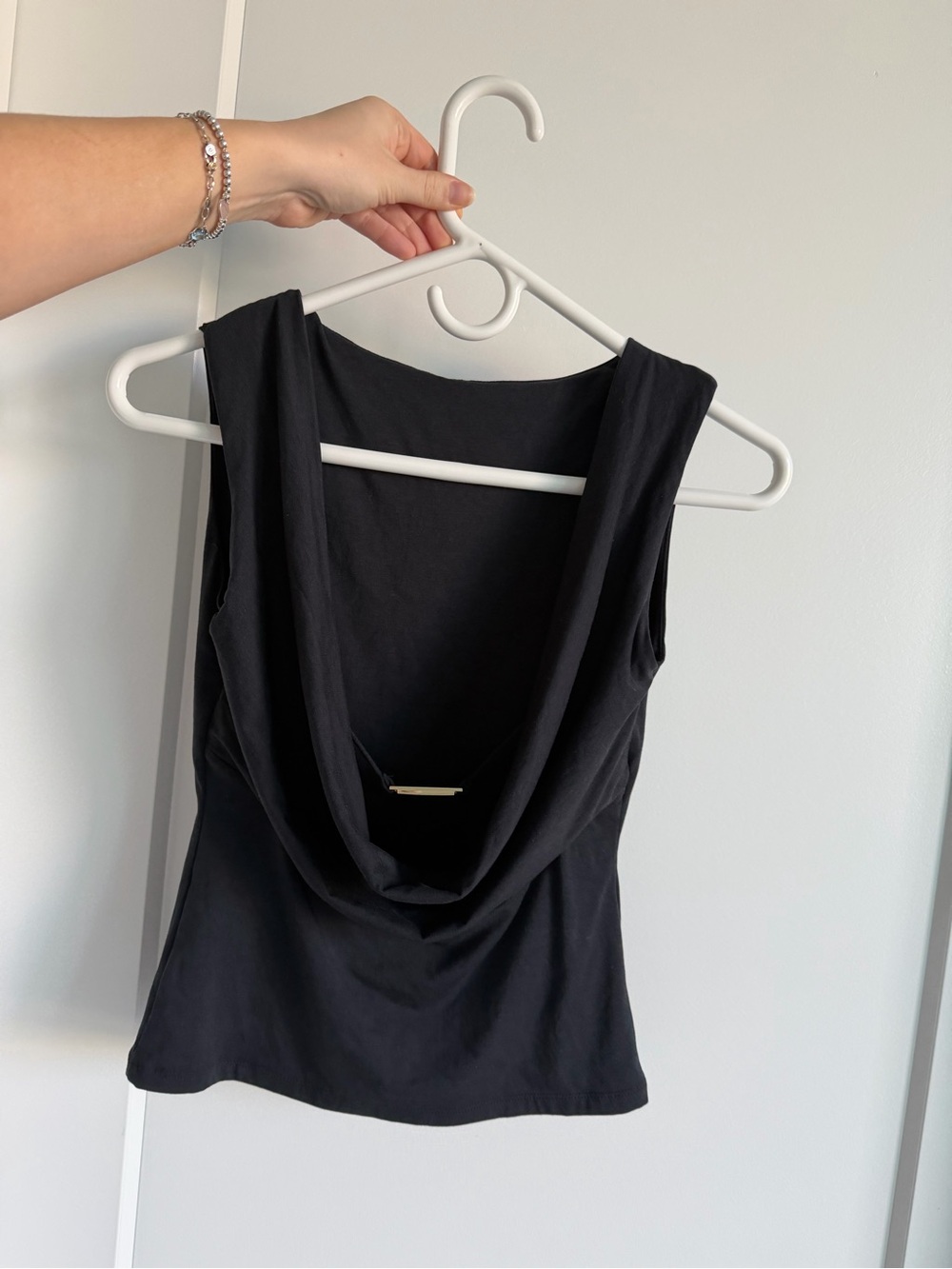 Abercrombie & Fitch Black Draped Cowl Back Tank Top